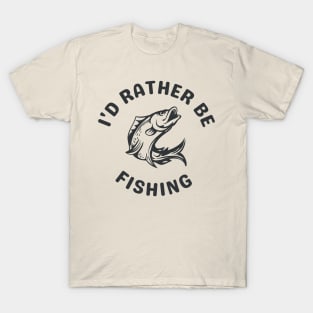 I'd Rather be Fishing, Black Print T-Shirt